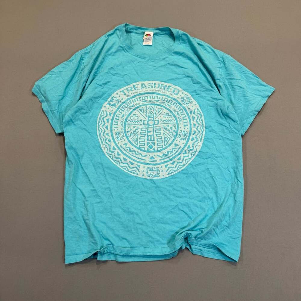Fruit of the Loom T-Shirt Size M Blue Treasured Graphic
